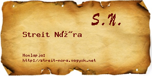 Streit Nóra névjegykártya